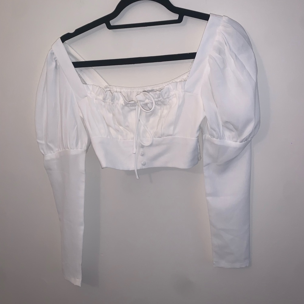Princess Polly White Long Sleeve Bubble Top